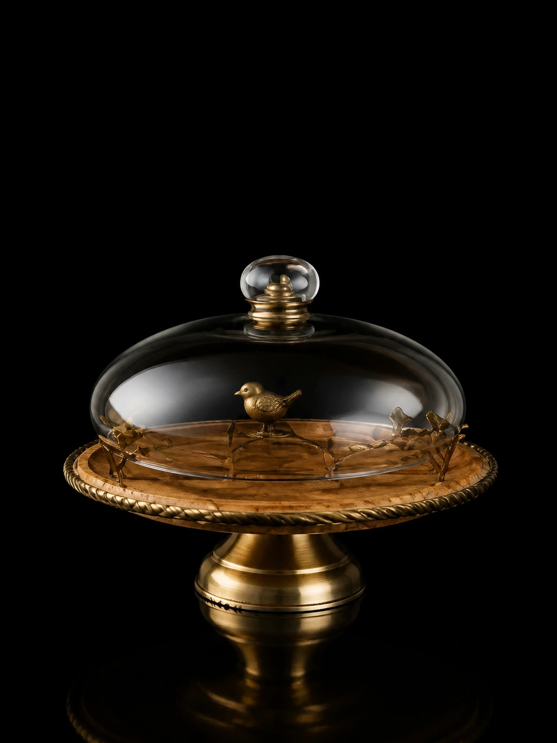 Gold Kish Wood Cake Stand with Lid GK829498