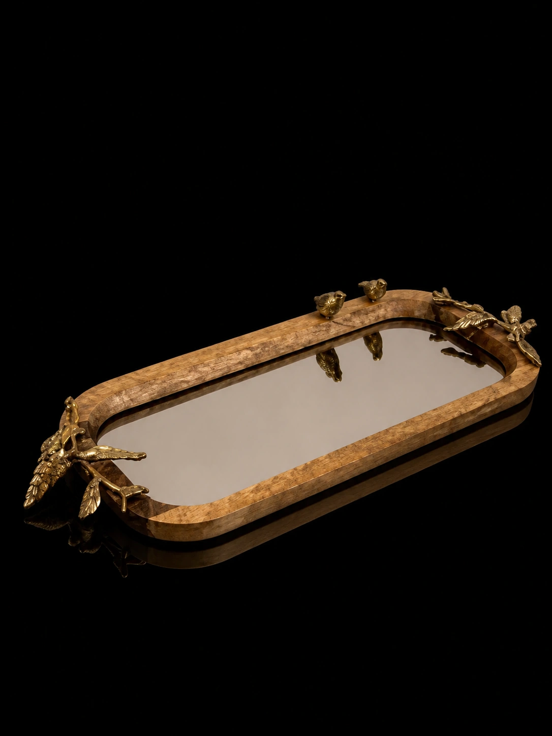 Gold Kish Wood Mirror Tray GK829507