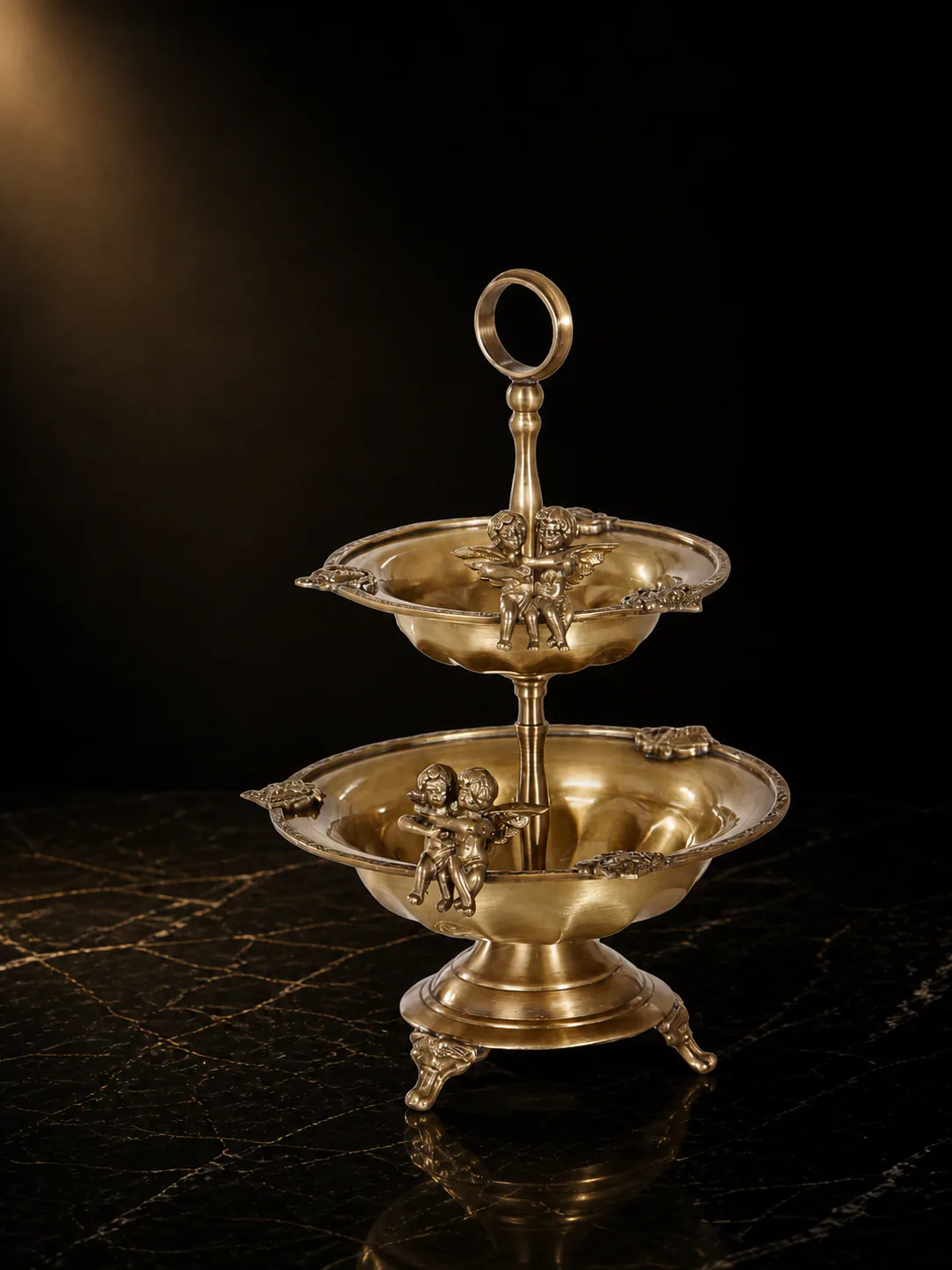 River Two Angels Tiered Nut Bowl with Stand 24577
